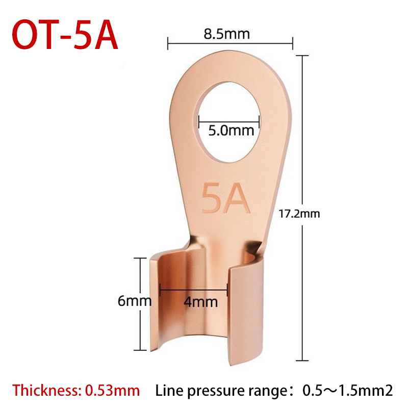 Terminal OT de cobre, conector de Cable no aislado, terminales de Cable eléctrico desnudo, Terminal de engarzado de anillo de batería, 10/50 Uds., 10-400A: Morado / 3P