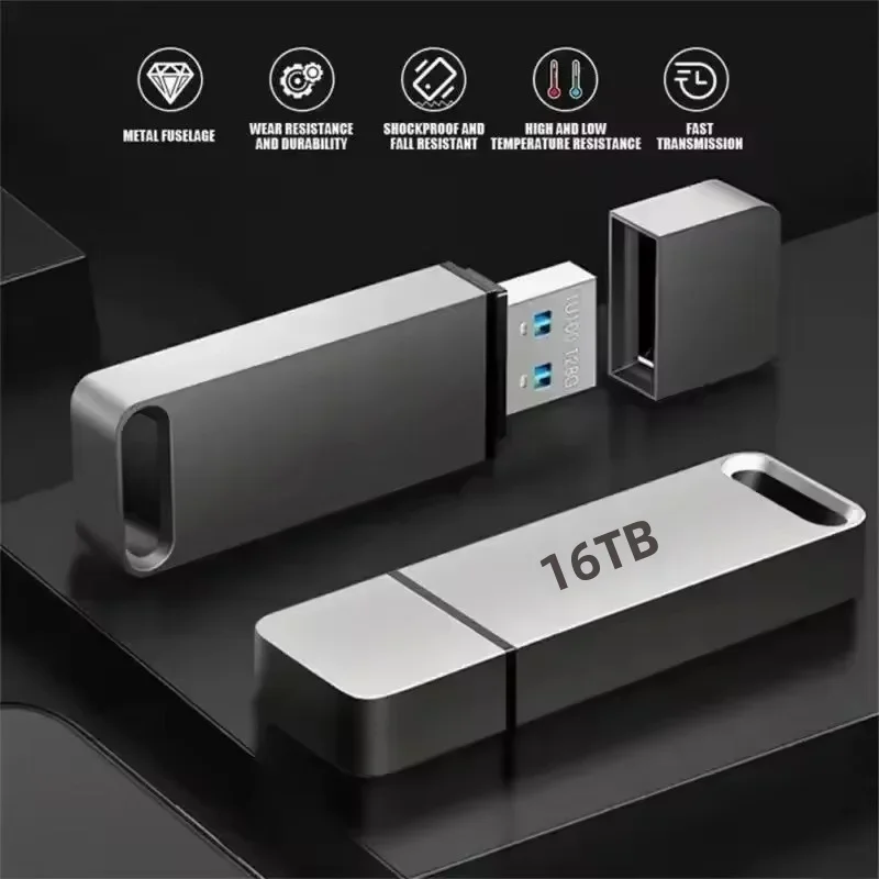 16TB Flash Drive USB3.2 High Speed Transfer Type C U Metal Flash SSD Portable Mini Flash Drive Memory Waterproof U Drive