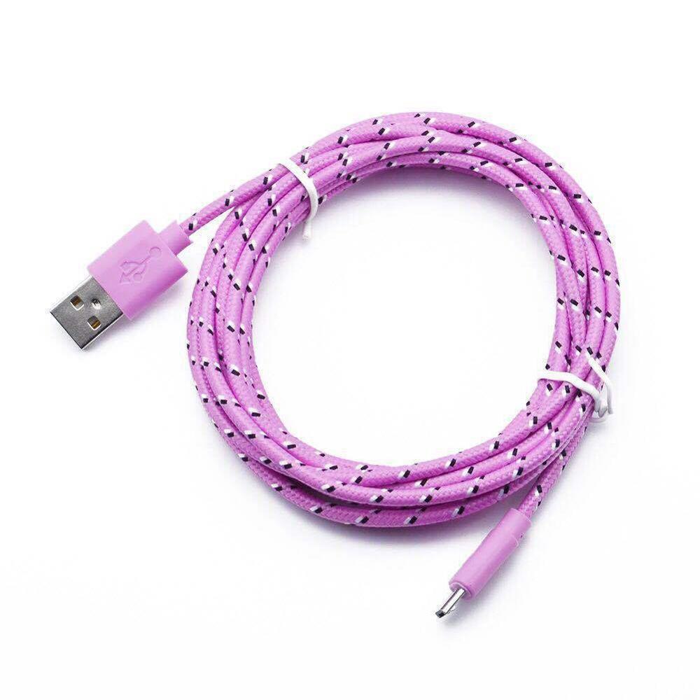 1m náilon trançado micro cabo usb sincronização de dados usb carregador cabo para samsung huawei xiaomi htc android telefone usb micro cabos: pink