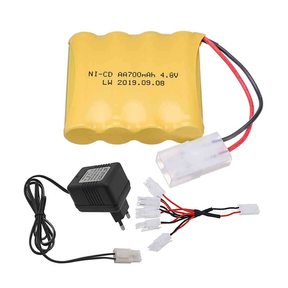 Batería recargable para juguetes eléctricos de control remoto, cargador de 4,8 V, 4,8 mAh, AA, para coche, camión, tanque, barco, enchufe TAMIYA, NI-CD, 700 V: Amarillo claro