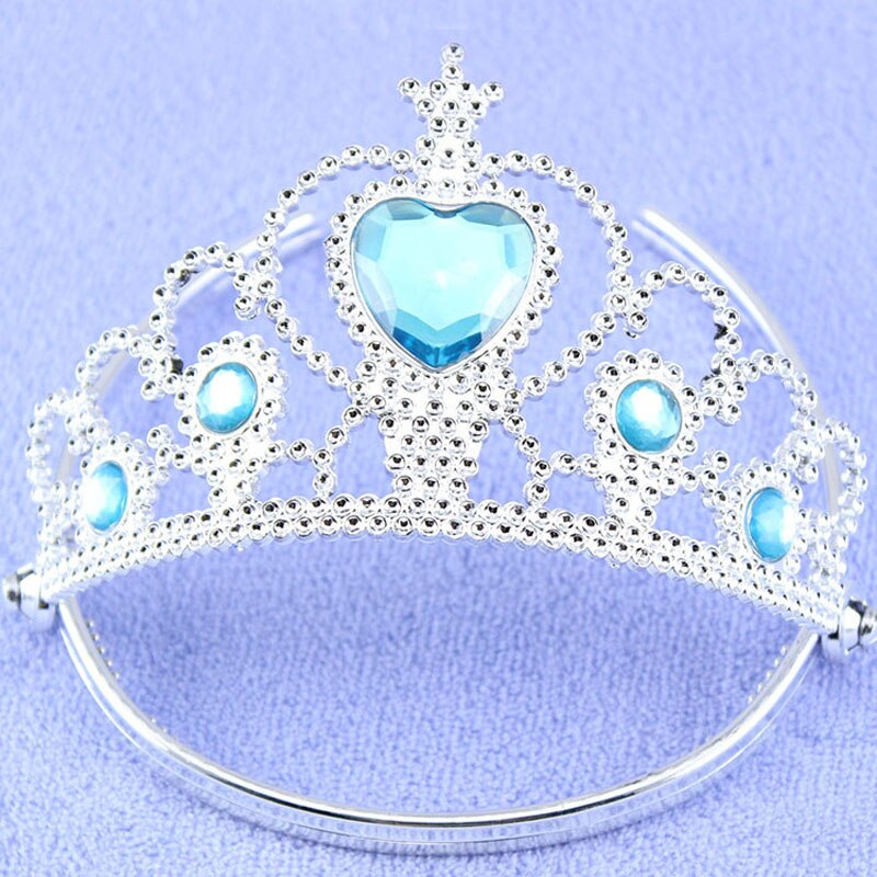 Lovely Girls Blue Crown Plastic Hairband Rhinestone Princess Crown Headband Birthday Tiara Children Hair Accessories