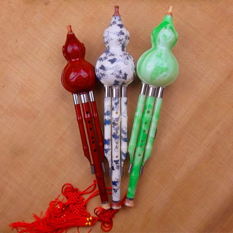 Chinese Cucurbit Fluit Hulusi Hars Kalebas Flauta Hulusi C/Bb Sleutel Imitatie Greenstone Kalebas Fluit Hulusi Folk Instrument