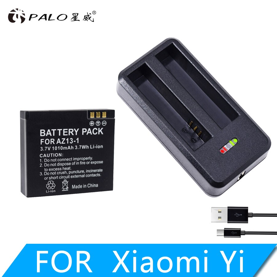 AZ13-1 1010mAh Battery with USB Charger for Xiaomi Yi, Action Camera Spare Battery original action camera battery: 1battery and charger