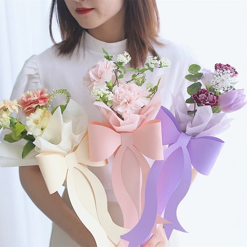 1pc Bowknot Flower Packaging Box Portable Rose Flower Box Paper Bag Single Bouquet Box Valentine's Day Birthday Party