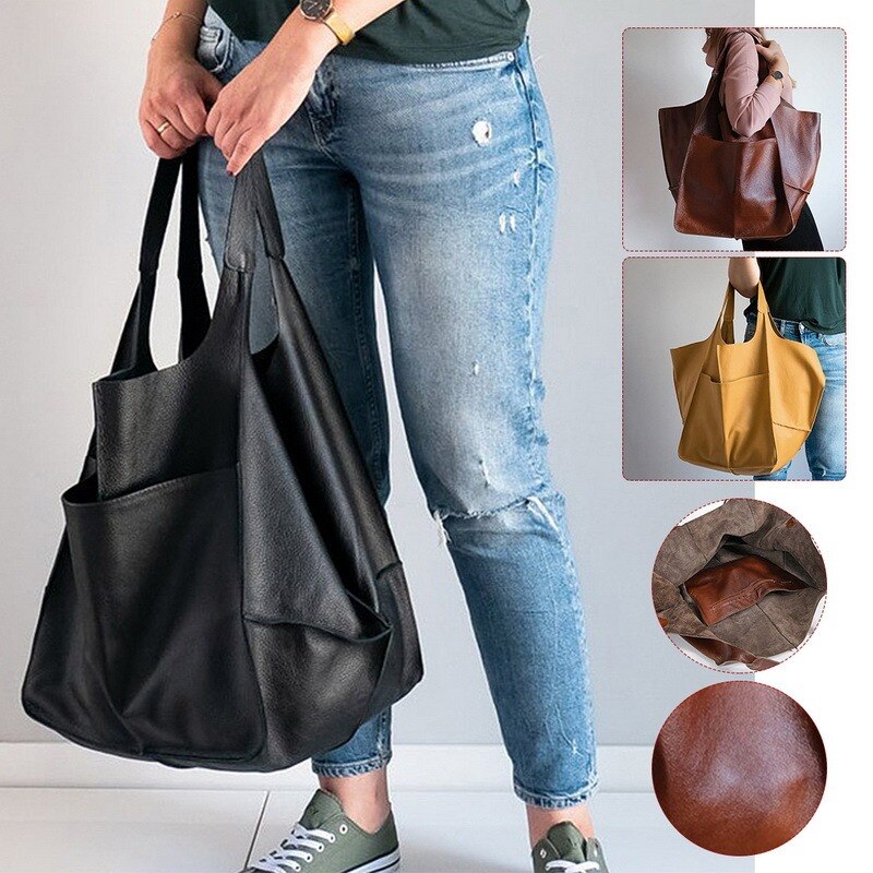 lässig Weiche Große Kapazität Tote Tasche Frauen Handtaschen Luxus Tasche Pu Leder Schulter Tasche retro Große Käufer Reisetasche Pack