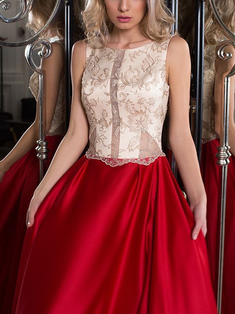 Vintage Red Sleeveless Evening Gowns Robe Women Sexy Full Length Cocktail Dresses Wedding Party Guest Prom Vestidos