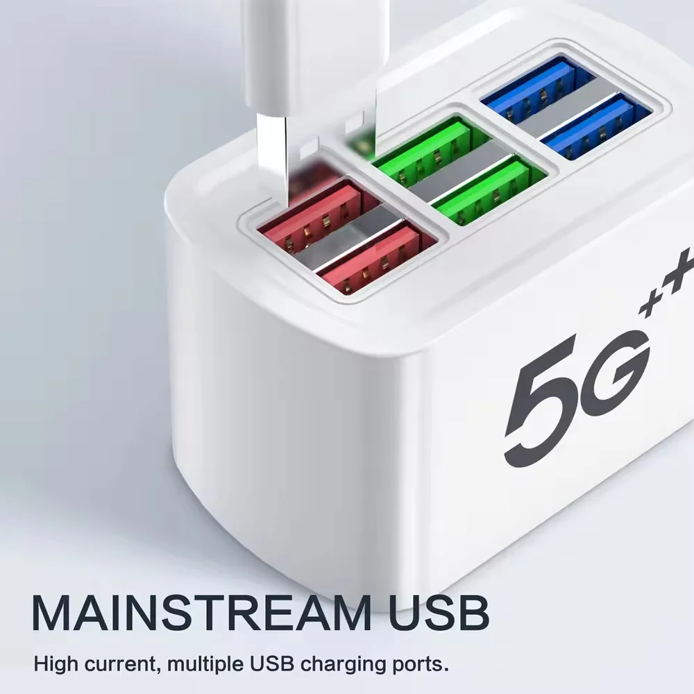 6 chargeur USB multiprise universelle charge rapide prise US/EU chargeur de téléphone prise adaptateur d'extension câble électrique prise de Table