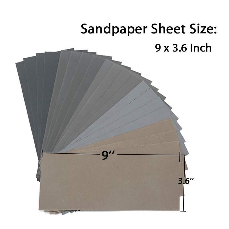 20pc Set di carta vetrata 1000/2000/3000/5000/7000 grana carta abrasiva carta abrasiva abrasiva ad acqua/a secco per lucidatura di metalli in legno Automotive