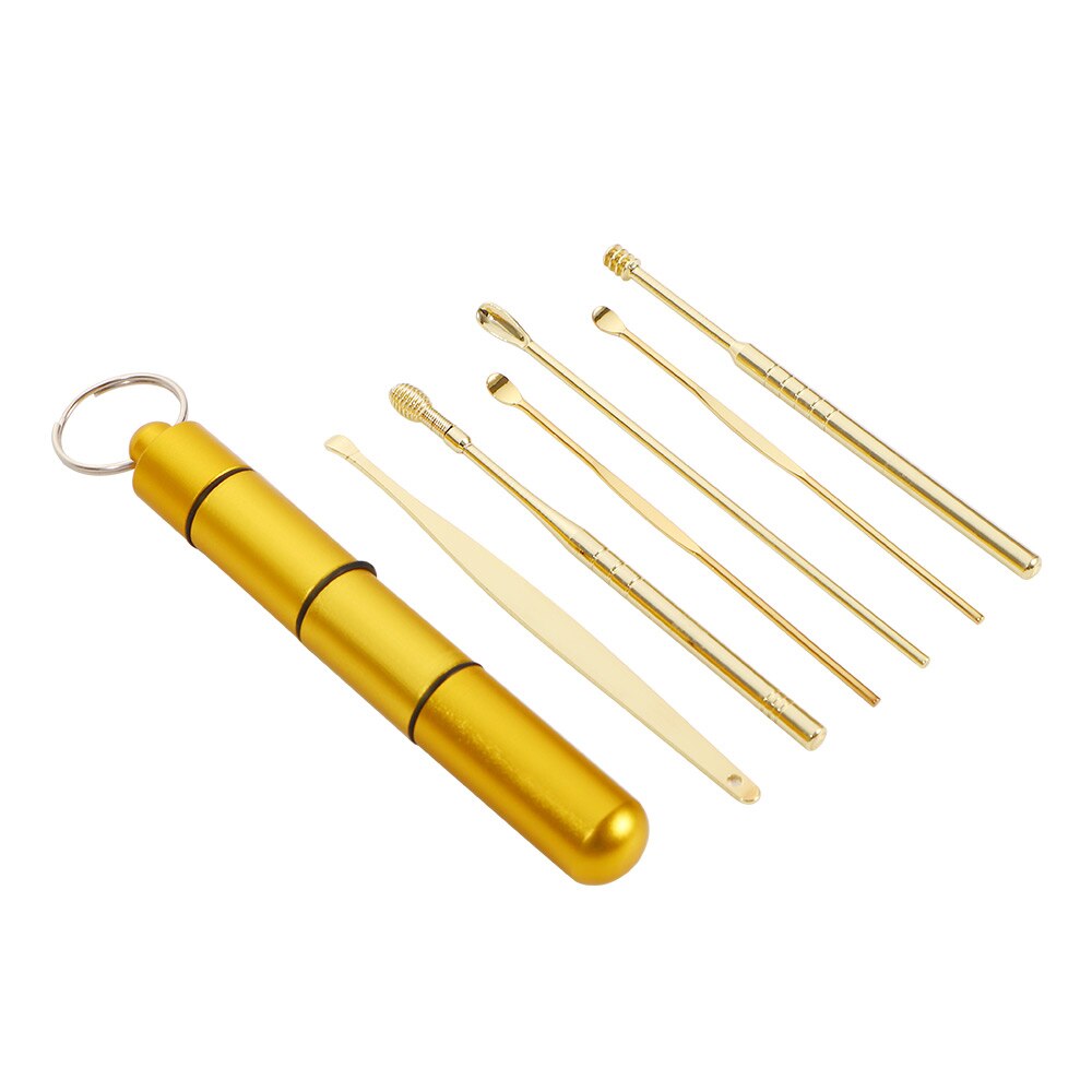 6 Stks/set Draagbare Roestvrij Stalen Spiraal Oor Pick Lepel Oorsmeer Removal Cleaning Earpick Oor Schoner Oor Lepel Care Tools
