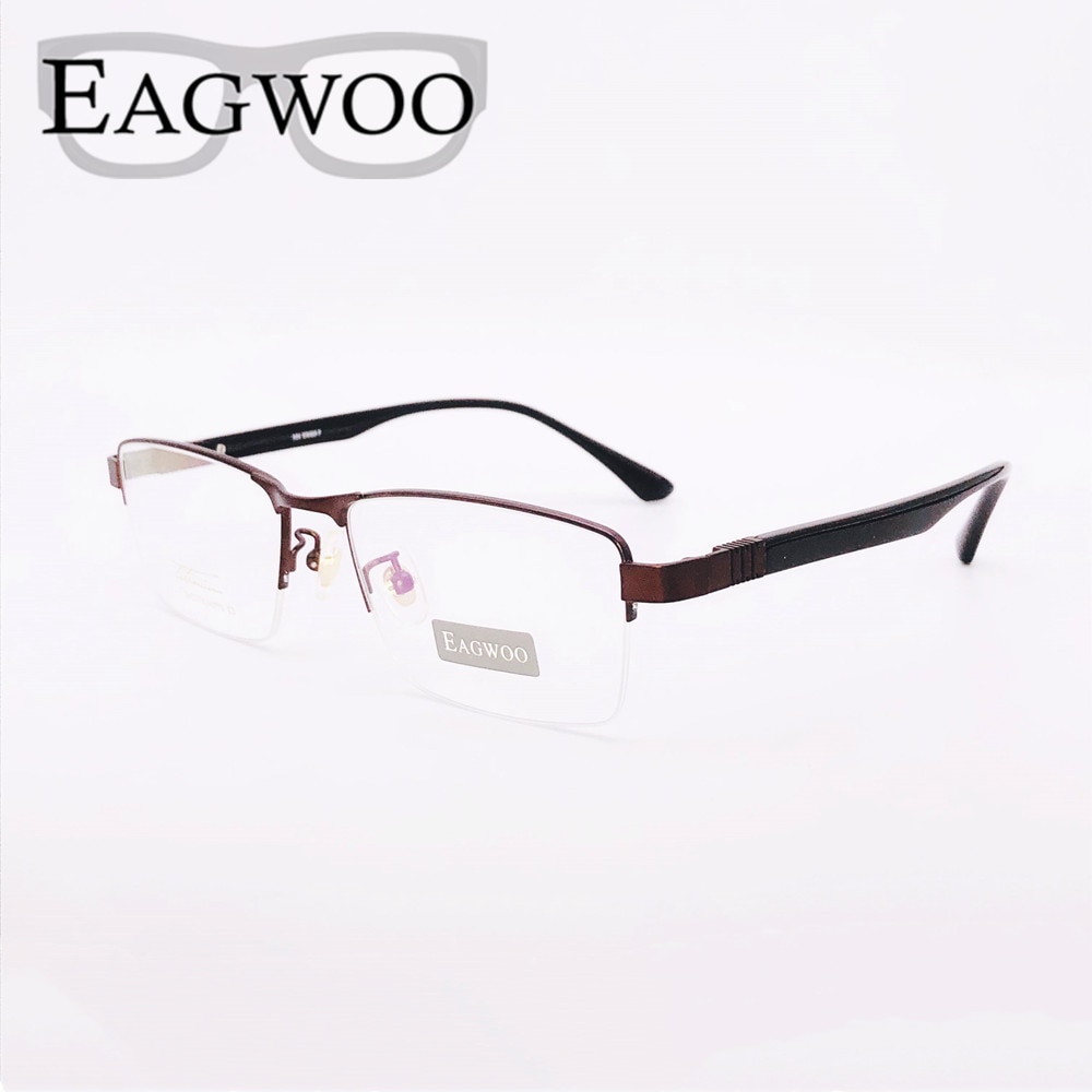 Pure Titanium Eyeglasses Half Rim Optical Frame Prescription Spectacle Men Business Glasses For Men Super Light Flexible Glasses