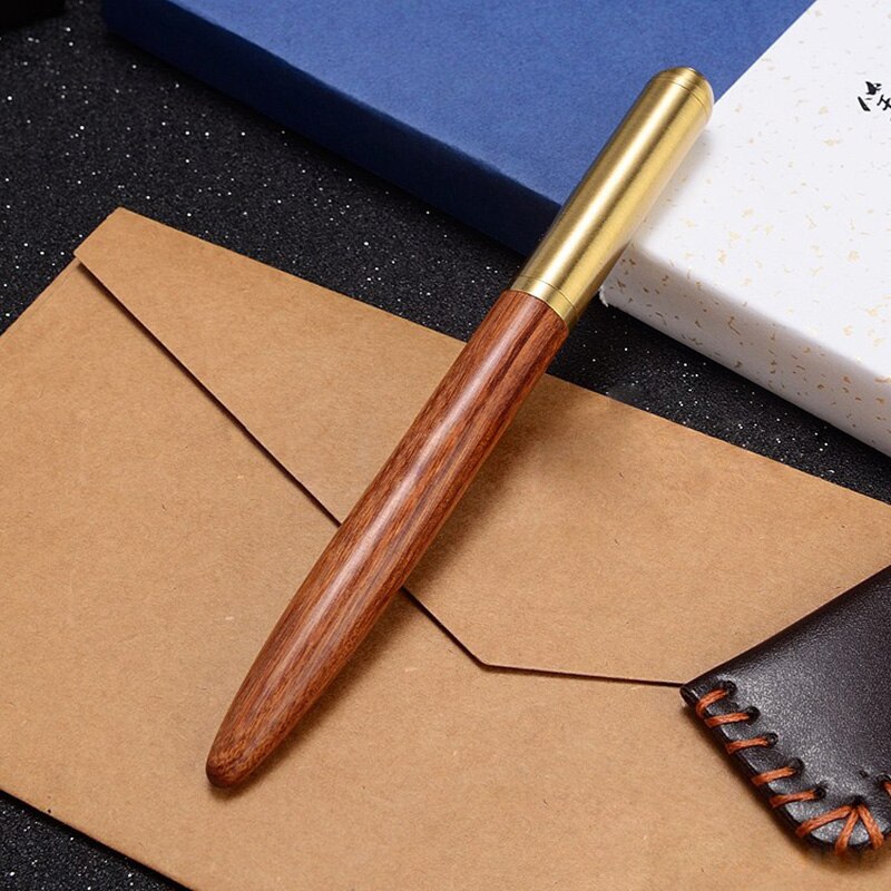 Mahogany Sandalwood Brass Pen Signature Pen Luxury Wood Fountain Pen Ink Pen Nib 0.5mm: Kotan