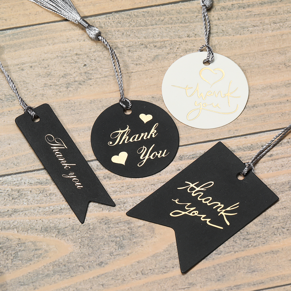 50 stk/parti bronsering stempling takkelapper svart hvitt papir kort håndlaget innpakning gjør-det-selv smykker tilbehør prisetikett