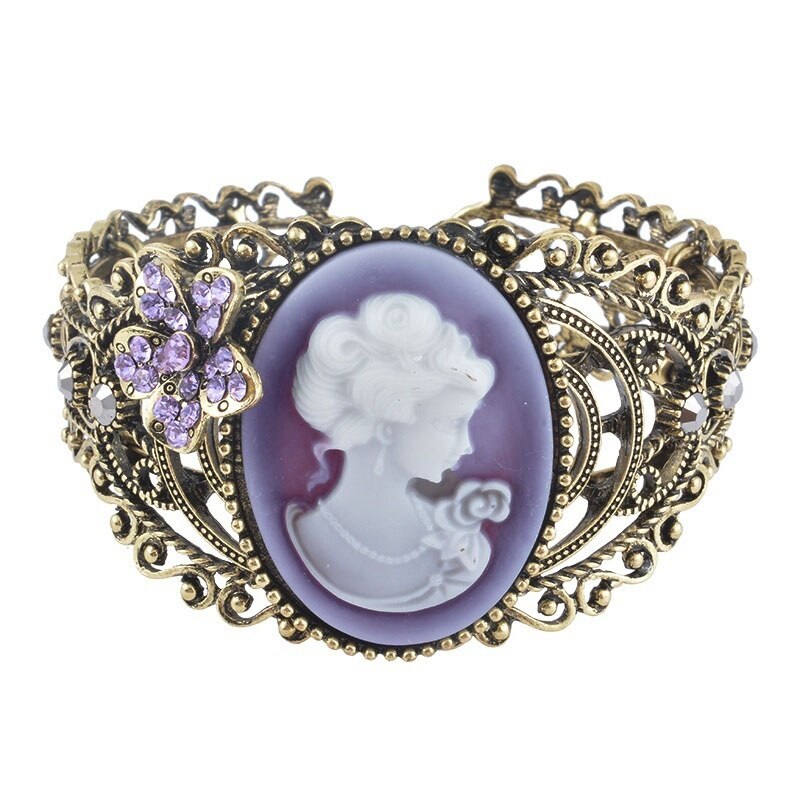 1PCS Vintage Cameo Statue Lady Bangle Bracelet Rhinestones Women Jewelry Popular Women Bracelet Bangles