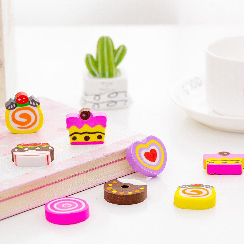 6 i 1 kawaii kake blyant viskelær til kontorrekvisita til skoleskrivesaker kawaii låve skriver gummi tegning student
