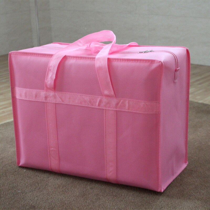 Solid Color Luggage Bag Large Capacity Thick Waterproof Oxford Bags Duffle Bag Huge Snakeskin Nylon Travel Bags for Home: Pink Small