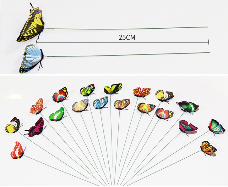 25 stuks kleurrijke vlinders op stokjes met 3d lagen, voor in huis, tuin, gazon, bloempot, plantendecoratie, tuindecoratie, doe-het-zelf, gazonknutsels