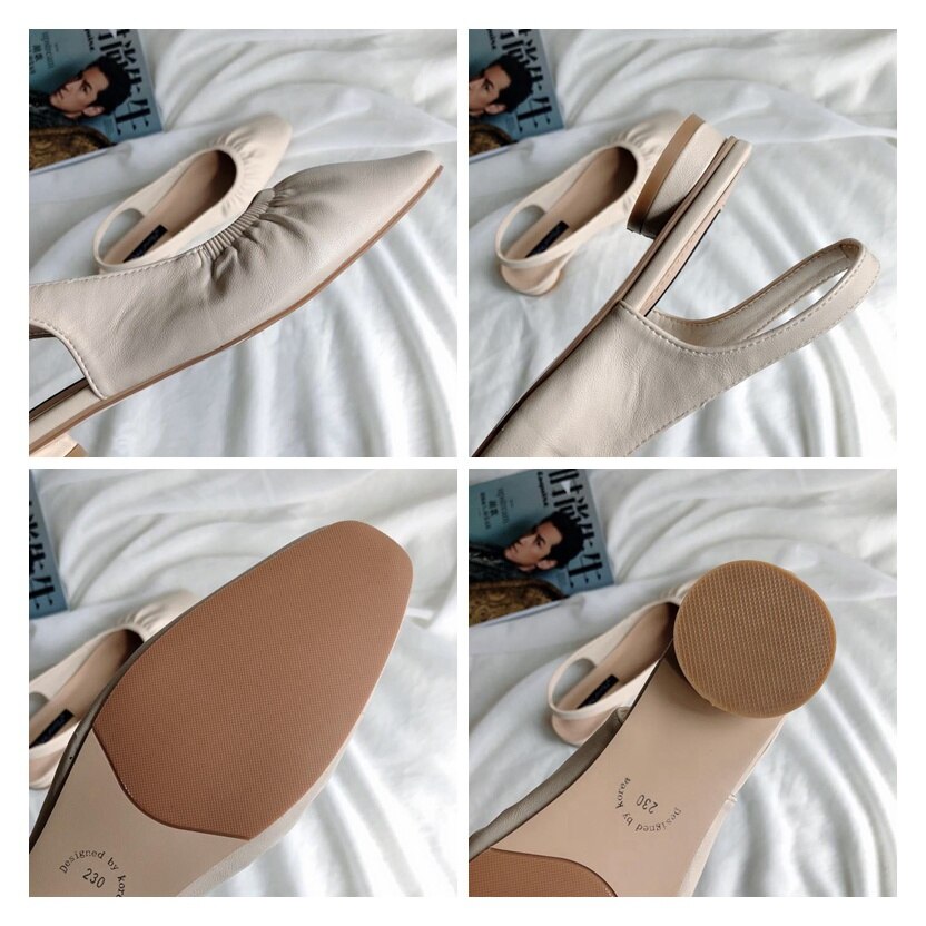 Slingback sandaler kvinder slip on mule sko kvinder rund tå lav hæl sko mærke lavvandede plisserede sandal mules slides