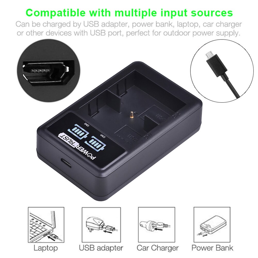 1X BP-511 BP 511 BP-511A LED Dual USB cargador para Canon BP511 BP511A EOS 5D 50D 40D 20D 30D 10D 1D D60 300D D30 batería