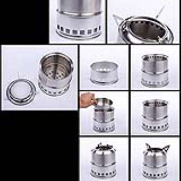 Rvs Lichtgewicht Hout Brandende Camping Stove voor Outdoor Cooking Picknick Barbecue Camping (Zilver)