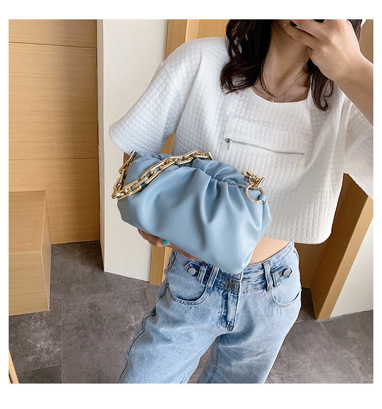 Bolso bandolera Hobos Cloud con cadena gruesa para mujer, Cartera de lujo, novedad,