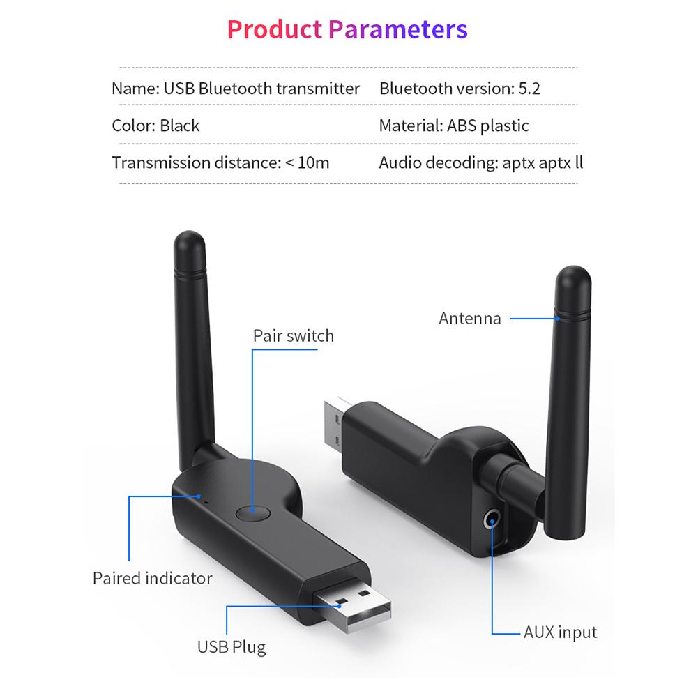 5.2 Audio Adapter with External Antenna Computer CD Player Bluetooth-compatible Home Portable Transmitter Desktop PC Accessories