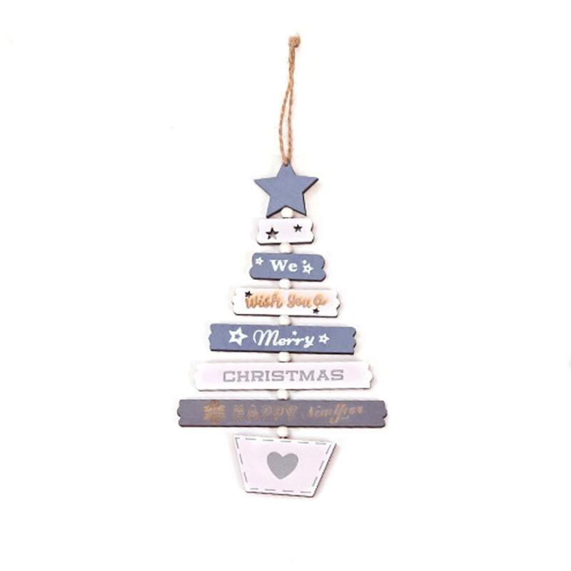 Wooden Christmas Tree Hanger Hanging Decoration DIY Christmas Pendants Wish You Merry Christmas Door Decor For Kids