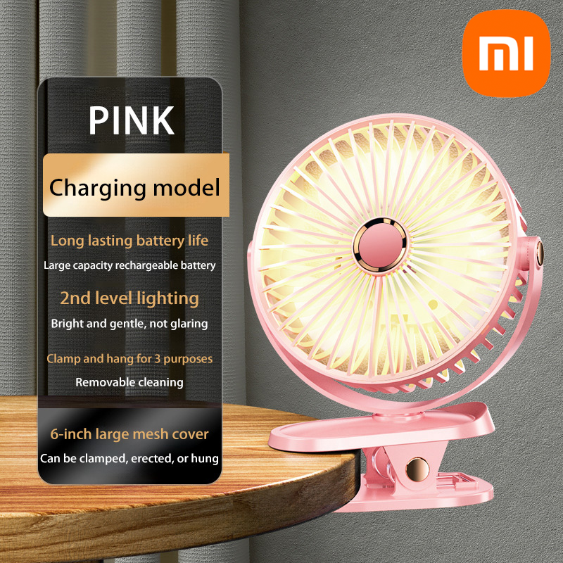 Xiaomi 8000mAh ventilateur à clipser 5 vitesses silencieux Rechargeable bureau Portable circulateur d'air ventilateur sans fil avec lumière LED pour le Camping: Rouge