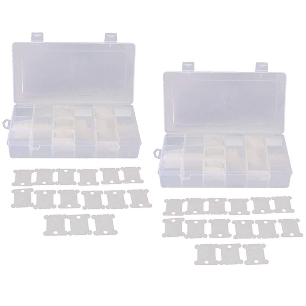 2pcs 18 Compartments Embroidery Floss Organizer Box with 240pcs Floss Bobbins for Cross Stitch Tool