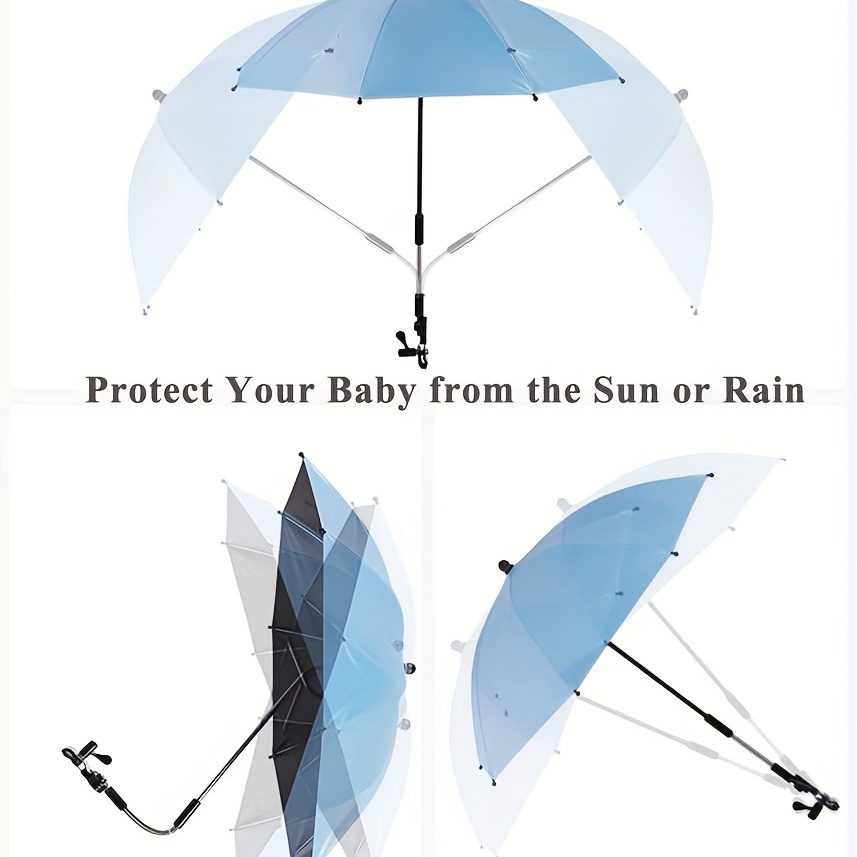 All-Purpose UV Protection Parasol Umbrella with Secure Clamp - Adjustable Sun Shade for Bikes, Trolleys, Wheelchairs, and Outdoo