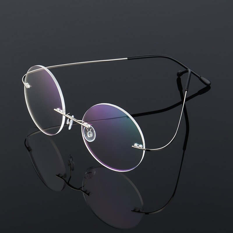 Steve Jobs Star Style Ultra-light Memory Titanium Wired Rimless Round Myopia Eyeglasses Optical Glasses Frame Men Women Eyewear