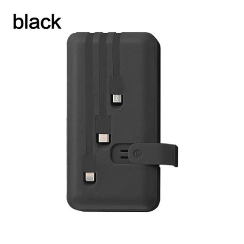 50000- mah-powerbank für schnelles aufladen, -in 4 integrierte ladekabel mit handyhalterung, tragbarer externer akku: Schwarz