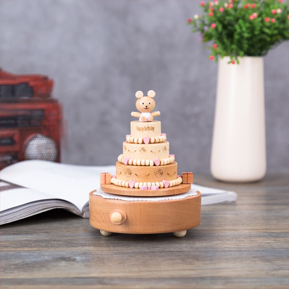 Caja de música de madera para mujeres, de cumpleaños, decoración de boda, hogar, carrusel de madera , artesanía, mecanismo tallado, cajas musicales