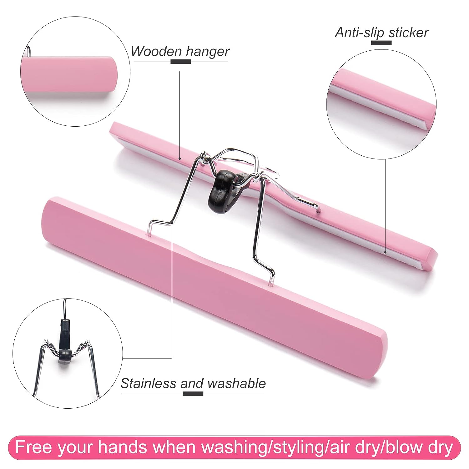 ARLANY Houten haarextensieshanger Dubbelzijdige opslaghouder voor haarstukken Broekhanger voor kleding Broekdrager Pruikhouder