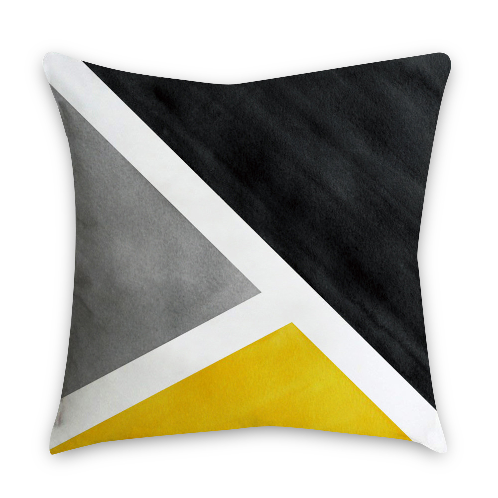 Urijk Geometric Printed Throw Pillow Case Yellow Gray Diamond Wave Waist Cushion Cover Office Sofa Housse de Coussin Kussenhoes