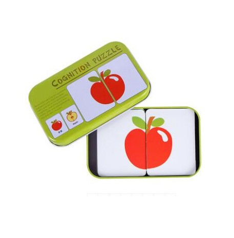 Kinderen Speelgoed Grafiek Match Spel Puzzel Kaart Leren Cartoon Fruit Dier Verkeer Kaarten Houten Speelgoed Educatief Speelgoed voor Kinderen: Light Green