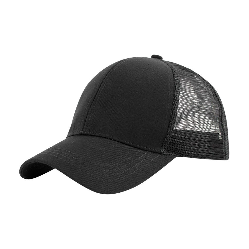 Support and Outdoor Unisex Baseball Mesh Cap Open Back Solid Color Sun Hat Cap top selling product: BK