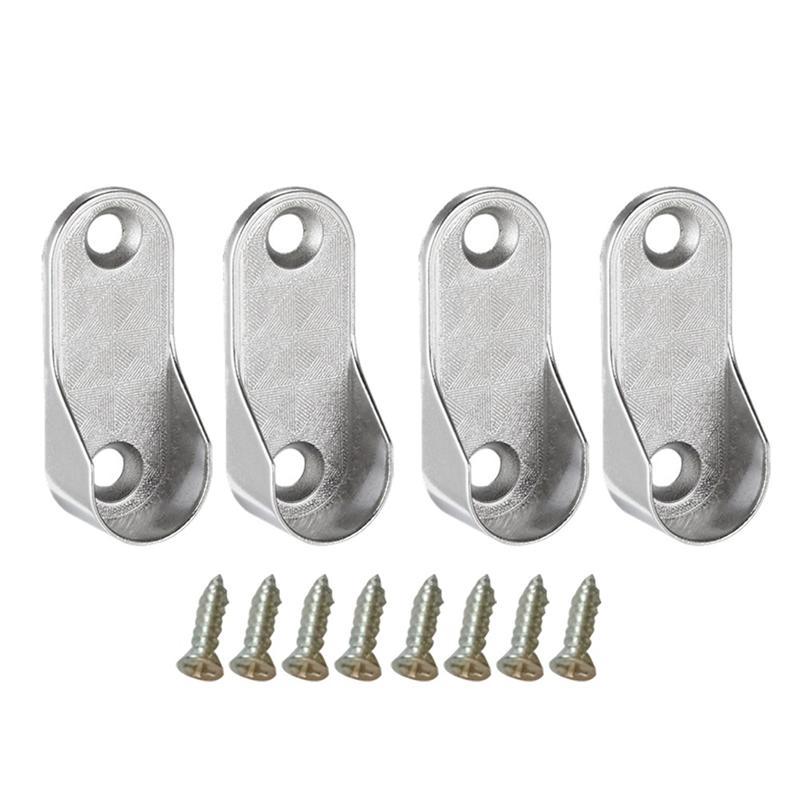 Oval Closet Rod End Supports Furniture Accessories Wardrobe Tube Support Bracket Clothes Hanging Rod Holder Clothes Tube Support: Light Grey