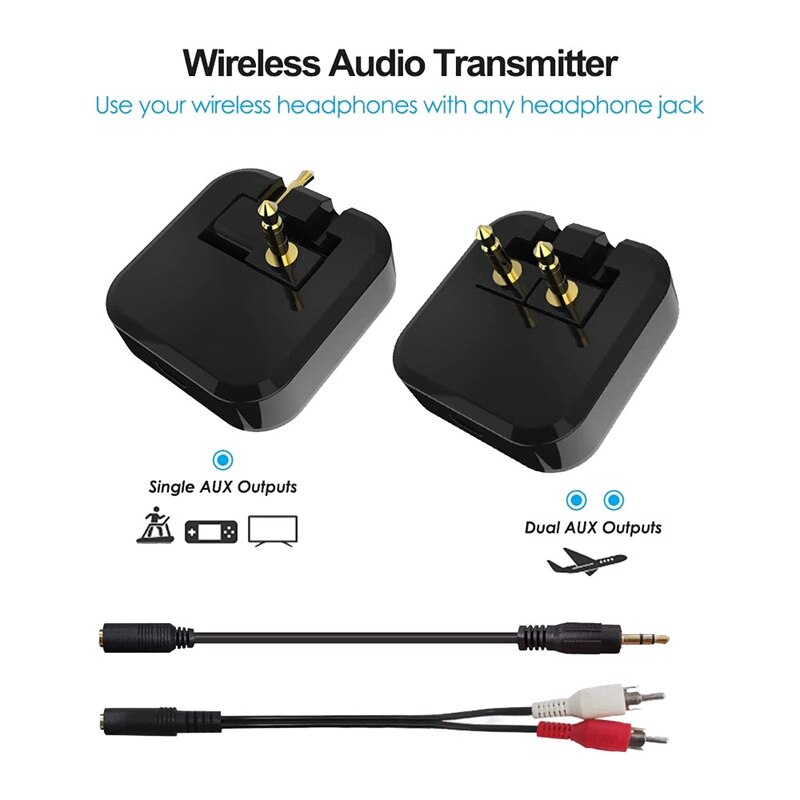 Nadajnik Bluetooth, przenośny bezprzewodowy Adapter Audio para z 2 słuchawkami Bluetooth, nadajnik Stereo
