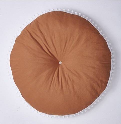 Ins tjock rund baby filt spela spelmattor pom pom krypande matta barn leksak matta barnrum dekor dekorera rekvisita 90cm: Gul