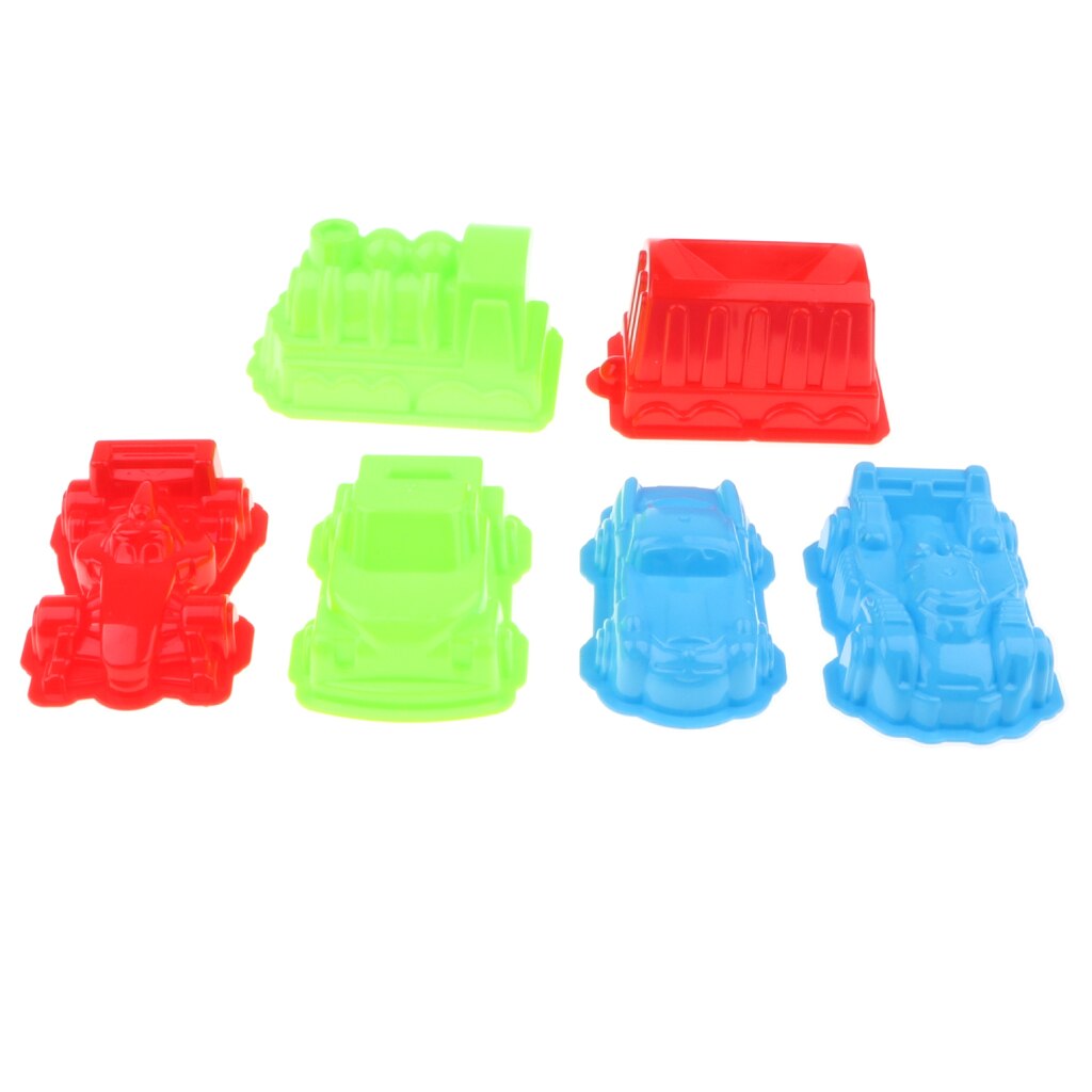 6Pcs Mini Multi-gekleurde Voertuig Zand Mallen Strand Kit, Voertuig, Vrachtwagen, racing Auto En Trein, Kinderen Educatief Speelgoed