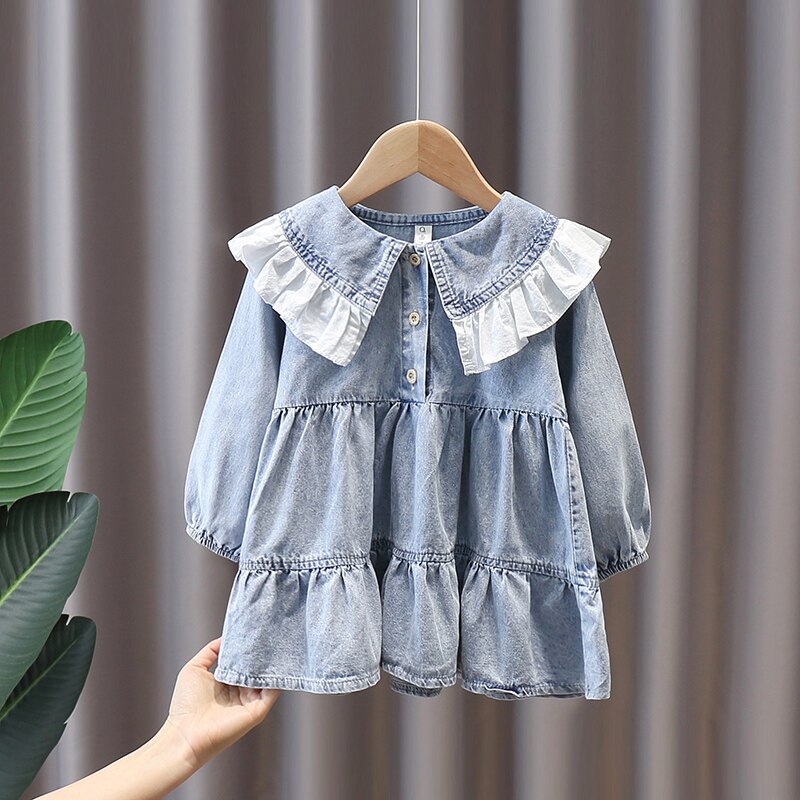 Forår børn pige & #39 ;s babytøj denim kjole kostume til 1 2 3 4 5 6 år baby & #39 ;s fødselsdag piger tøj løse kjoler kjole