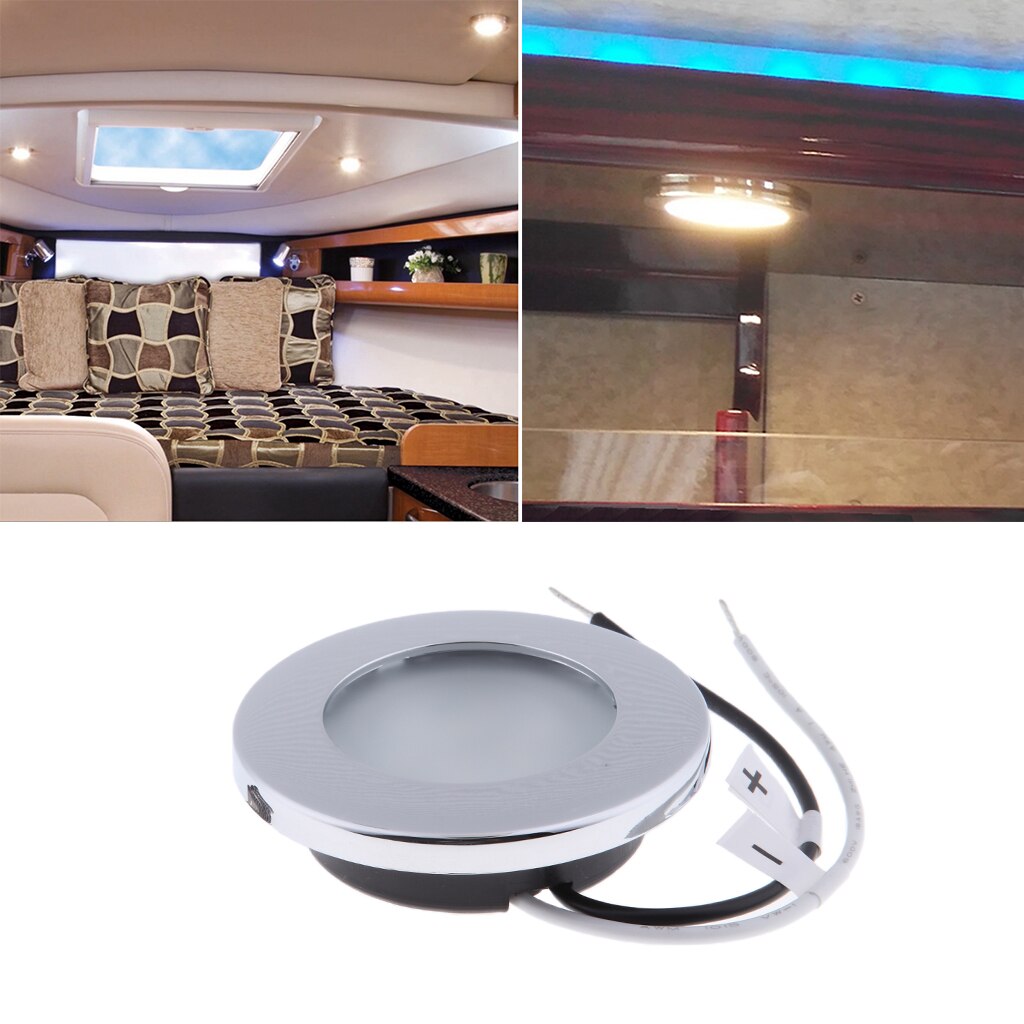 1 Pcs LED Round Roof Ceiling Interior Dome Light Lamp For Boat Yacht Car RV 3000k Warm Light Stainless Steel