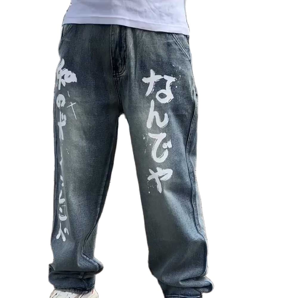 Jean sarouel pour hommes, pantalon en Denim décontracté, imprimé, ample, Baggy, Streetwear, hip hop