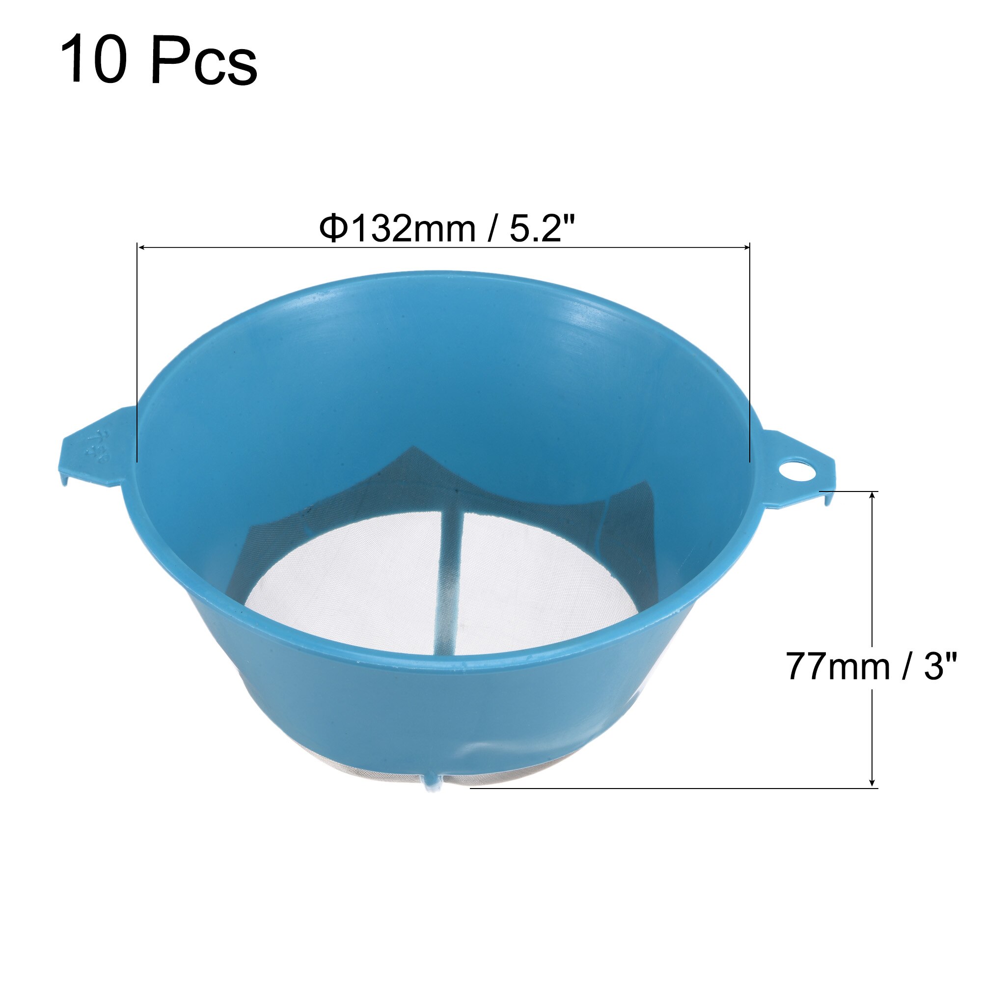 Uxcell 10Pcs Paint Strainer 150 Micron 132mmx77mm Cone Paint Screen Funnel Metal Mesh for Paint Gasoline Fuel Blue