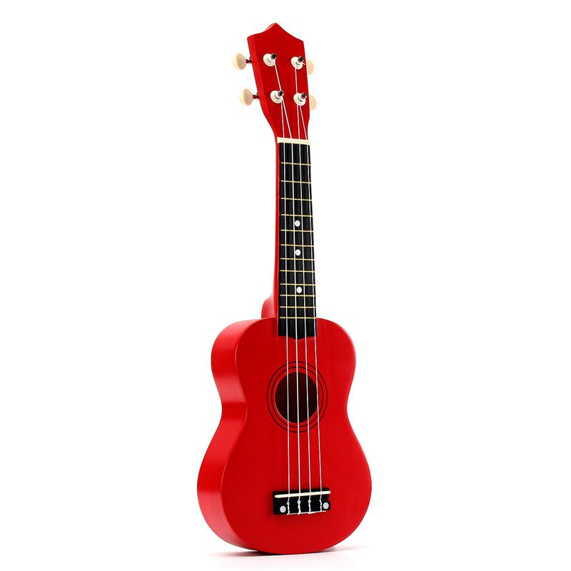 21 inch Ukelele Sopraan Basswood Akoestische Nylon 4 Strings Ukulele Kleurrijke Mini Gitaar Voor Kinderen met snaren en picks: red