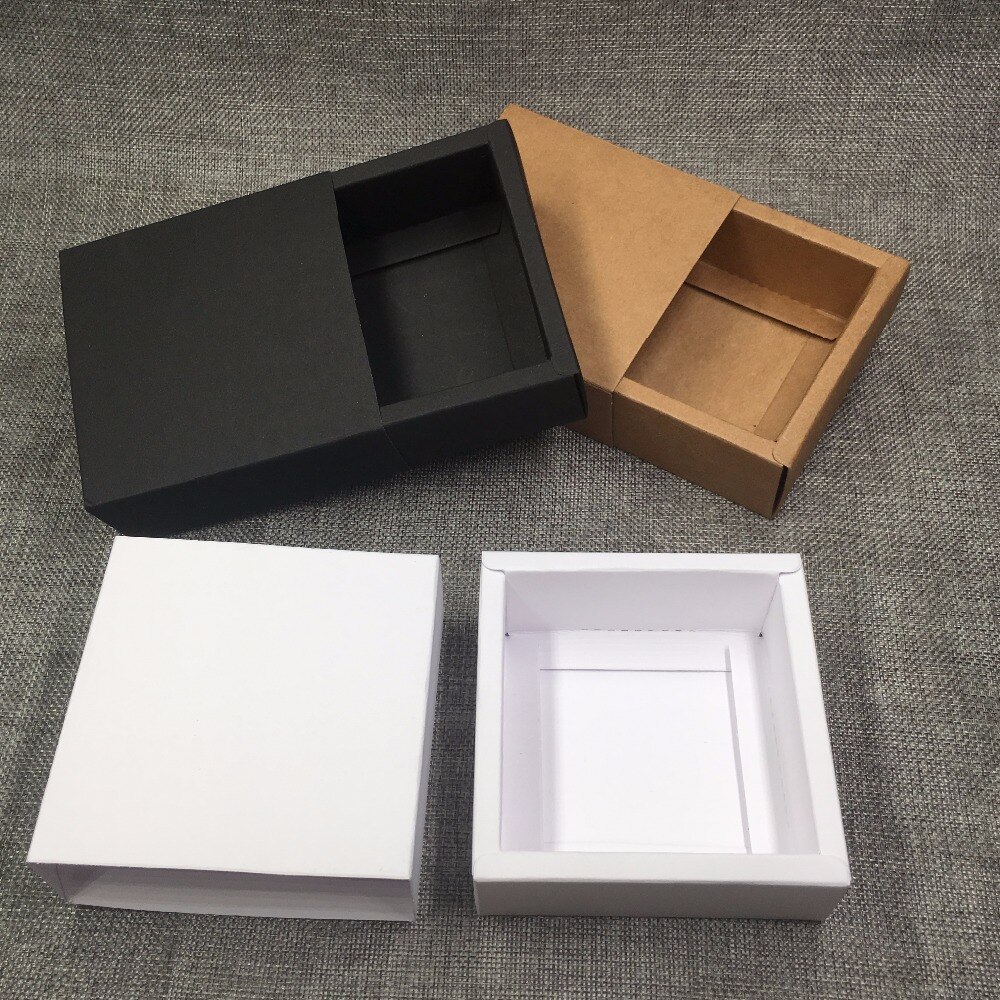 50pcs Kraft Packing Boxes Blank Paper Drawer Box DIY Storage Boxes for Handmade Soap/Crafts/Jewelry/Candy/Cake/Rose