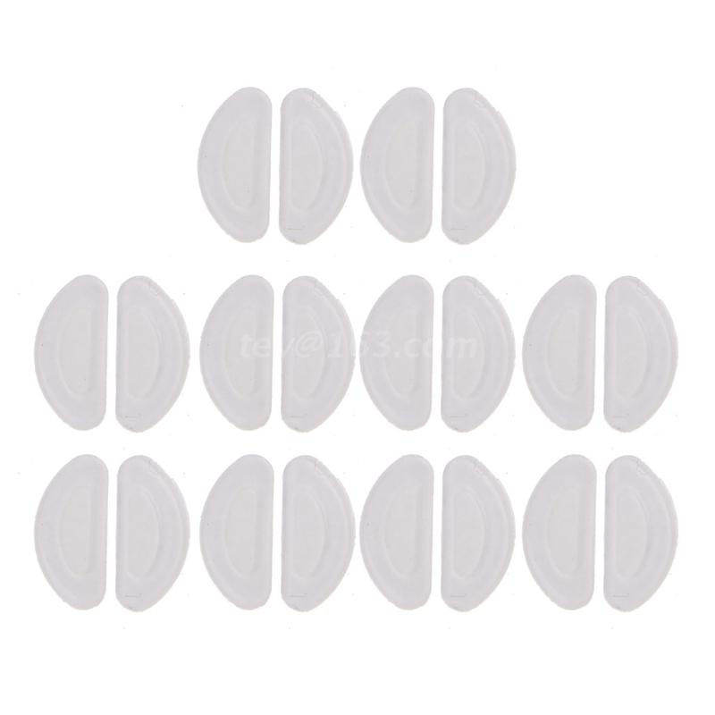 10 paia adesivi per occhiali naselli naselli Stick a forma di D su cuscinetti nasali adesivi in Silicone morbido antiscivolo Kit naselli per occhiali: Clear 1mm