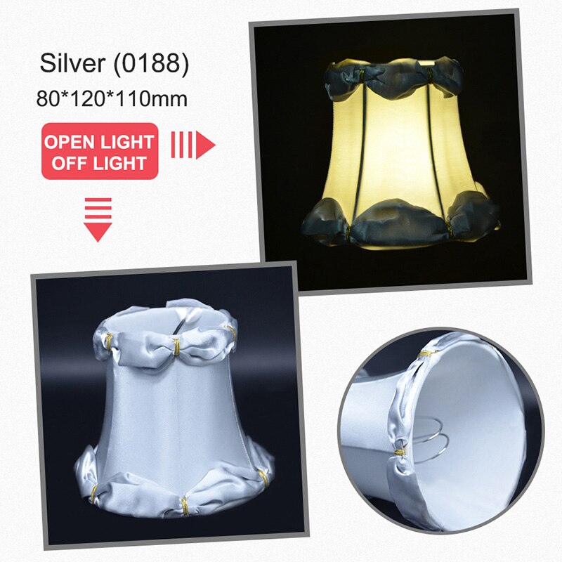 Modern lyx tyg lampskärm modern art déco tyg lampskärm för kristallkrona vägglampa ljusskärm 80*120*110mm: Silver-