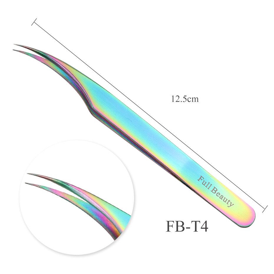 4 rodzaje prostych, zakrzywionych, tęczowych pęustawić robić przedłużania rzęs, makijażu, manicure, precyzyjnego wybierania, profesjonalnej pęsety robić brwi, fbt 1-4: Fb -t4