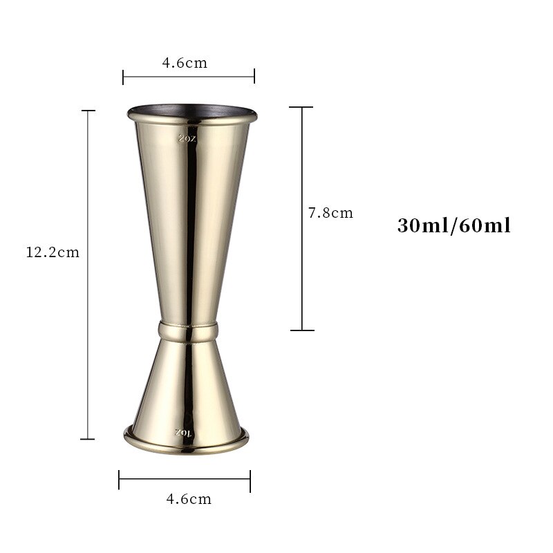Slim Stainless Steel Measuring Cup Commercial Jigger Cocktail Bar Jigger Double Spirit Bartender: Gold